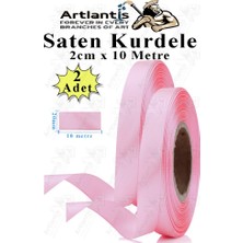 Açık Pembe Kurdele Saten 2 cm 10 Metre 2 Adet Saten Kurdela Parlak Hediye ve Süsleme Şeridi Süs Paketleme Çiçek Saç El