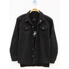 Cansın Mini Cansın Siyah Keten Gömlekli Bisiklet Yaka Tişört ve Gömlekten Oluşan Erkek Çocuk 2li Takım