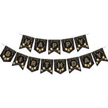 Zikzak Banner Ofset Siyah Gold Iyi Ki Doğdun M387
