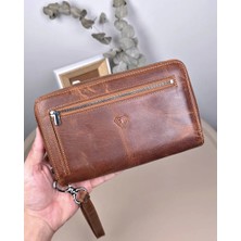 Hakiki Deri Fermuarlı Tutamaçlı Elcikli Erkek El Çantası 2118