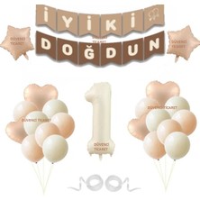 Retro Bej Renk Folyo Balon Yaş Folyolu Set