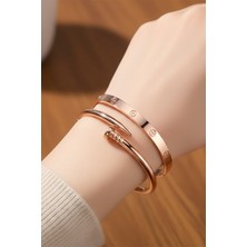 Rose Renk Çivi ve Bileklik Set 842