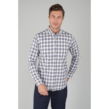 Bisse Erkek Uzun Kollu Regular Fit Pamuk Spor Kareli Gömlek Ekru GMEKS252135_E03