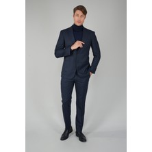 Bisse Erkek Mono Yaka Çift Yırtmaçlı 6 Drop Lacivert Takım Elbise PTK25K25204_D39