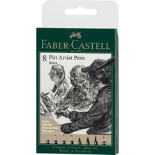 Faber-Castell Pitt Artist Pen 8'li Kalem Seti, Dağılma Yapmayan Kokusuz Mürekkep