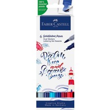 Faber-Castell Goldfaber Aqua Çift Uç Markör Kaligrafi 6’lı Seaside, Fırça ve Fineliner, Solmaya Dayanıklı Mürekkep