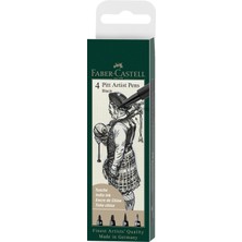 Faber-Castell Pitt Artist Pen Çizim Kalemi Seti, 4’lü (1,5, C, B, FM Uç),Suya ve Solmaya Dayanıklı,Kalıcı Mürekkep