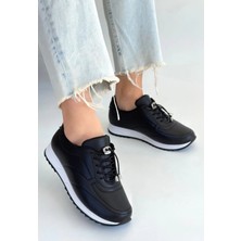 Finna Siyah Cilt Bağcıklı Spor Ayakkabı