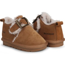 Buckhead 26-30 Numara Kız Çocuk Bej Hakiki Deri Kürklü Tokalı Bot