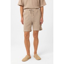 Antioch Bej Dokulu Relaxed Erkek Şort