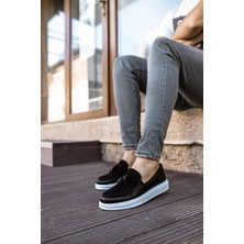 ZRN002 Premium Günlük Erkek Loafer Siyah Beyaz