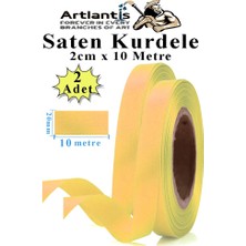Açık Sarı Kurdele Saten 2 cm 10 Metre 2 Adet Saten Kurdela Parlak Hediye ve Süsleme Şeridi Süs Paketleme Çiçek Saç El