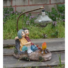 baytoptan Ateş Başındaki Romantik Sevgili Çift Işıklı Biblo