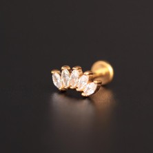 Aida Jewelss 316 L Cerrahi Çelik Pırlanta Modeli Markiz Kesim Dudak Helix Tragus Kıkırdak Piercingi