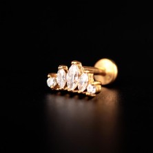 Aida Jewelss 316 L Cerrahi Çelik Pırlanta Modeli Markiz Kesim Dudak Helix Tragus Kıkırdak Piercingi