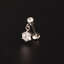 Aida Jewelss 316 L Cerrahi Çelik Sallantılı Tek Taş Kıkırdak Helix Dudak Tragus Piercingi