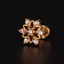 Aida Jewelss 316 L Cerrahi Çelik Pırlanta Kar Tanesi Dudak Helix Kıkırdak Tragus Piercingi