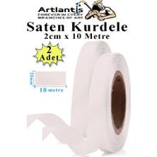 Beyaz Kurdele Saten 2 cm 10 Metre 2 Adet Saten Kurdela Parlak Hediye ve Süsleme Şeridi Süs Paketleme Çiçek Saç El