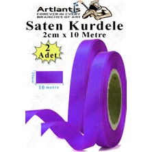 Mor Kurdele Saten 2 cm 10 Metre 2 Adet Saten Kurdela Parlak Hediye ve Süsleme Şeridi Süs Paketleme Çiçek Saç El