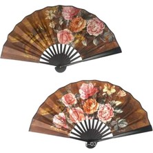 baytoptan Yelpaze Saten Kraft Çiçekli Model 4