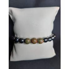 Mryart Hematit ve Unakit Taşları ile Tasarlanmış Tarz Bileklik Unisex
