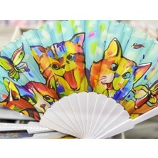 baytoptan Plastik Kedi Tasarımlı Yelpaze