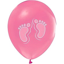 Minik Ayaklar Baskılı 12" Metalik Pembe Balon
