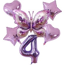 Düvenci Ticaret Mor Renkli Büyük Boy Kelebek Folyo 6 Lı Doğum Günü Yaş Balon Seti Ekonomik ve Şık Parti Malzemesi