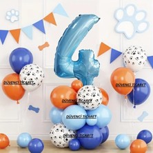 Mavi Rakamlı Pati Balonlu Yaş Balon Set