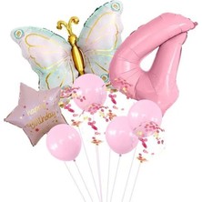 Pembe Kelebek Doğum Günü Parti Yaş Balon Set