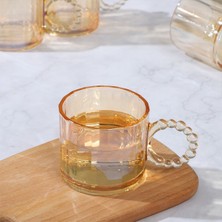 Retro Amber Boncuk Kulplu Cam Bardak 300 ml