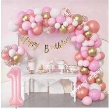 Lüks Pembe Rose Gold Balon Seti