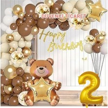 Lüks Kahverengi Oturan Ayı Fiğürlü Balon Seti