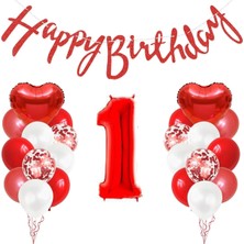 Kırmızı Rakamlı Heppy Bırthday Balon Set