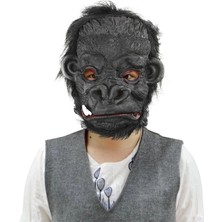 Lateks Goril Maskesi Maymun Maskesi Et Maskesi Orangutan Siyah Saçlı 4 No