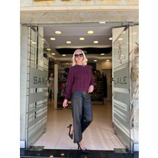 Örgü Detaylı Yarım Balıkçı Triko