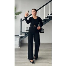 Siyah Kemerli Straight Jean