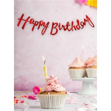 Happy Birthday Kaligrafi Banner Kırmızı