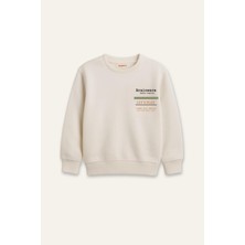 Erkek Çocuk Baskılı Sweatshirt - Krem