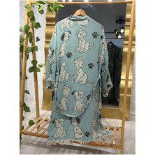 Müslin Kimono %100 Pamuklu Dalmaçyalı Desenli Jakarlı Bornoz Kaftan Sabahlık