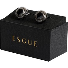 Esgue Siyah Renk Siyah Desenli Yuvarlak Kol Düğmesi KD:7304