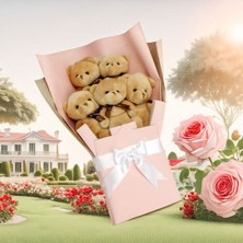 Kahverengi Fiyonklu Peluş Ayıcık Buketi