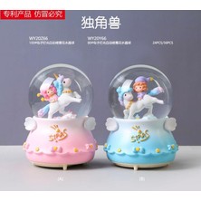 baytoptan Unicorn Üzerindeki Kız Işıklı Müzikli Püskürtmeli Büyük Boy Kar Küresi