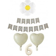 Papatya Folyolu Krem Renk Folyo Yaş Balon Set