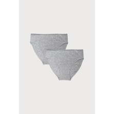 Malabadi Kadın Gri 2 li Paket Modal Dar Kalıp Ara Bel Slip Külot 187