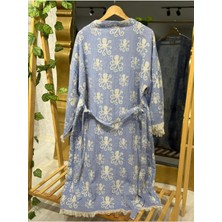 Müslin Kimono %100 Pamuklu Ahtapot Desenli Bornoz Kaftan Sabahlık