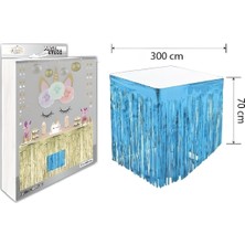 Lüks Masa Eteği Mavi 70*300 cm M147