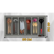 85x49 Cm. 6 Bölmeli Gri Çekmece İçi Düzenleyici Kepçelik (80*40 CM'E KADAR KESİLR) Ücretsiz Kesim