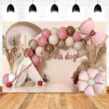 Pembe Papatya Folyolu Retro Balon Set