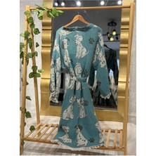 Müslin Kimono %100 Pamuklu Dalmaçyalı Desenli Jakarlı Bornoz Kaftan Sabahlık